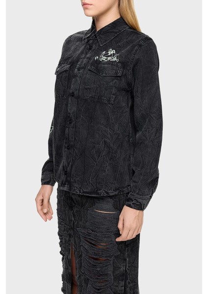 Pamuklu Regular Fit Cepli Denim Gömlek Bayan Gömlek LB24FWEAPFUSH