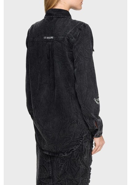 Pamuklu Regular Fit Cepli Denim Gömlek Bayan Gömlek LB24FWEAPFUSH modelleri