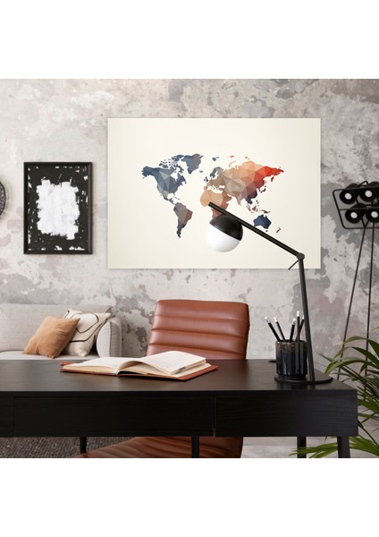 Jeometrik Dünya Haritası Duvar Sanatı - Dünya Haritası Kanvas Tablo Sanatı fiyatları