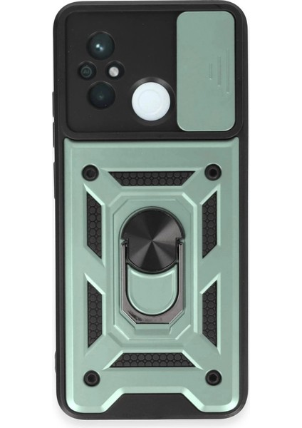 Newface Xiaomi Redmi 12C Kılıf Pars Lens Yüzüklü Silikon - Yeşil