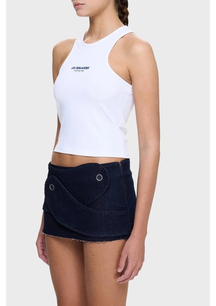 Slim Fit Halter Yaka Logolu Top Bayan Top LB25SSUNLFUTN