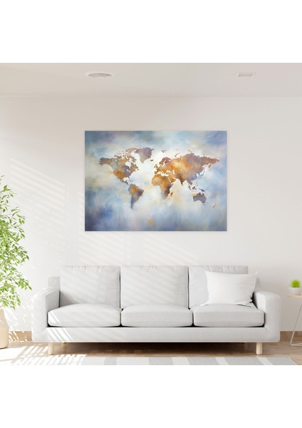 Izlenimci Dünya Haritası Duvar Sanatı - Dünya Haritası Huzurlu Kanvas Hayalî Fırça Darbeleri fiyatları