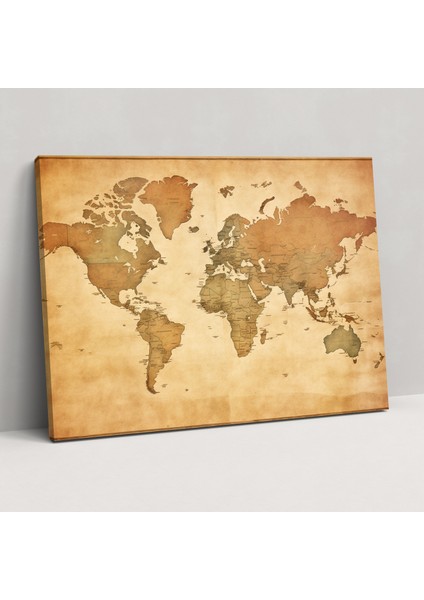 Dünya Haritası Kanvas Tablo - Dünya Haritası Kanvas Duvar Sanatı Vintage