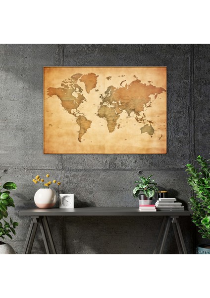 Dünya Haritası Kanvas Tablo - Dünya Haritası Kanvas Duvar Sanatı Vintage modelleri