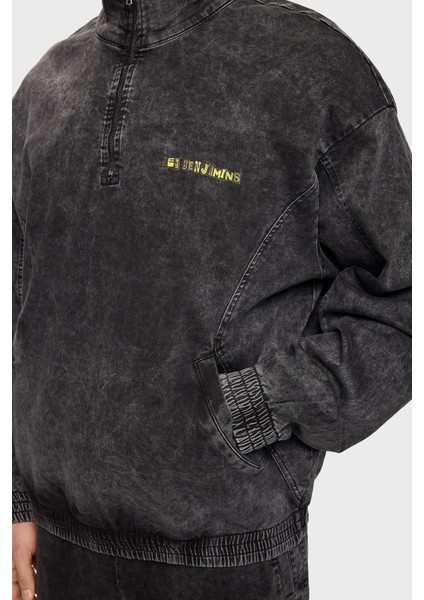 Pamuklu Regular Fit Dik Yaka Logolu Kot Sweat Erkek Sweat LB24FWEAPMUTT