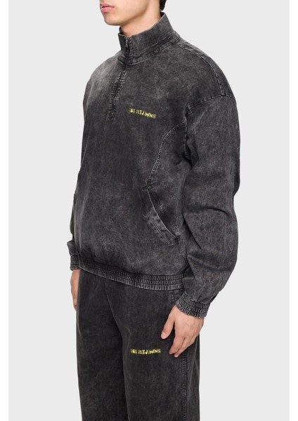 Pamuklu Regular Fit Dik Yaka Logolu Kot Sweat Erkek Sweat LB24FWEAPMUTT fırsatları