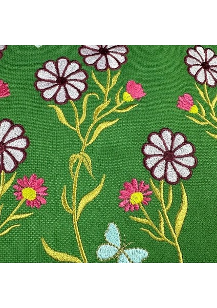 Pembe Renk Çiçek Desenli Nakışlı Yastık Kılıfı 40X40 | Kırlent Kılıfı Fermuarlı 4lü