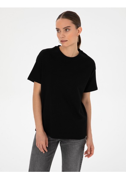 Kadın Siyah Oversize Basic Tişört 50316880-VR046 modelleri