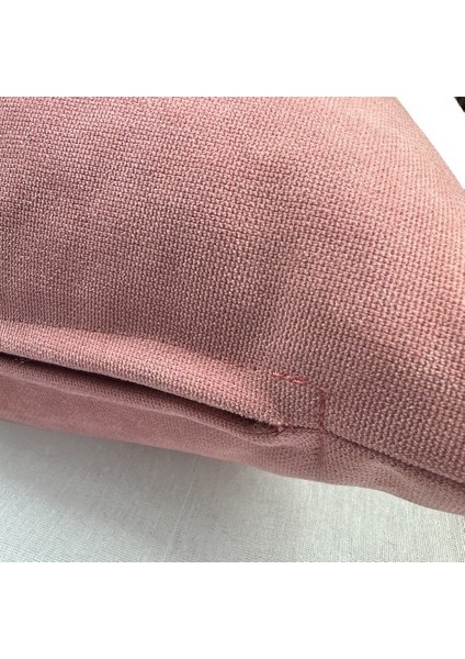 Pembe Renk Çiçek Desenli Nakışlı Yastık Kılıfı 40X40 | Kırlent Kılıfı Fermuarlı 4lü