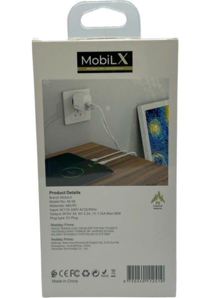 Mobilx 38W Hızlı Şarj Başlığı – PD20W + QC18W | Model: M-06 fırsatları