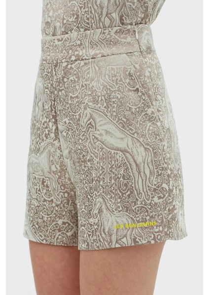 Yumuşak Dokulu Suni Ipekli Yüksek Bel Relaxed Fit Short Bayan Short LB23SSHOEFUSO fiyatları