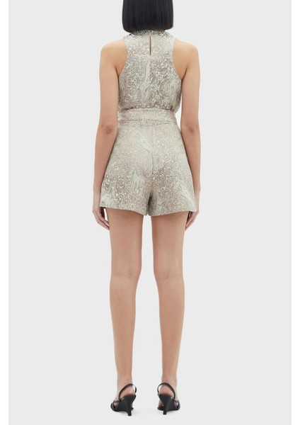 Yumuşak Dokulu Suni Ipekli Yüksek Bel Relaxed Fit Short Bayan Short LB23SSHOEFUSO fırsatları