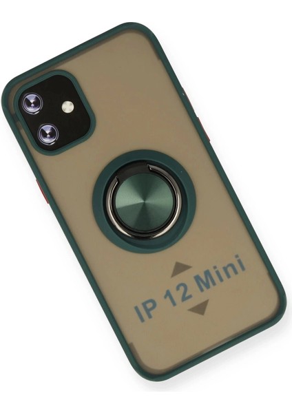 Newface iPhone 12 Mini Kılıf Montreal Yüzüklü Silikon Kapak - Yeşil modelleri