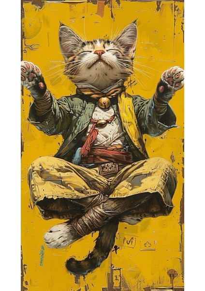 Unreal Meditasyon Yapan Kedi Iı Ev Duvar Salon Güzellik Salonu Ofis Dükkan Dekarasyon Kanvas Tablo fiyatları