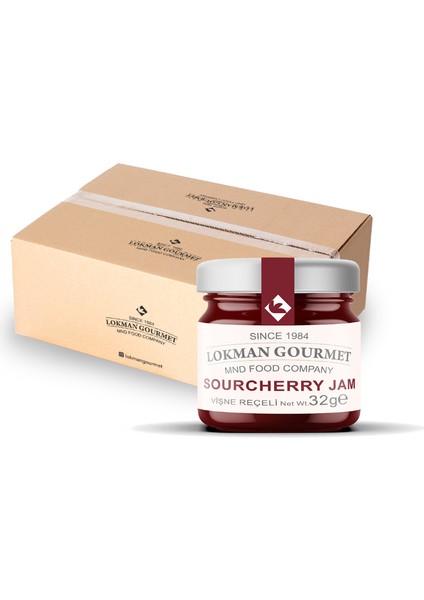 Gourmet Organik Vişne Reçeli Cam Kavanoz 32 gr x 50 Adet