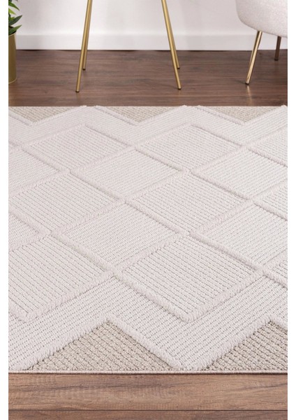 Krem Modern Saçaklı Dokuma Halı Oturma Odası Salon Halısı indirimleri