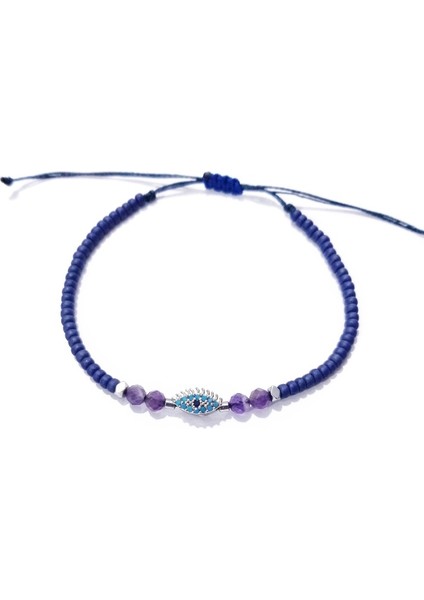 Ametist ve Hematit Doğaltaşlı Zirkon Taşlı Göz Miyuki Round Boncuklu Bileklik fiyatları