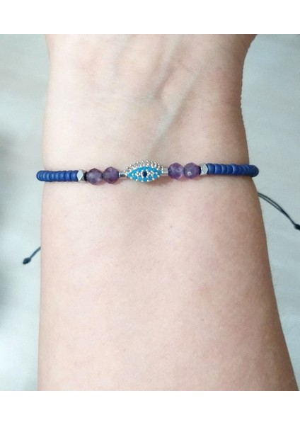 Ametist ve Hematit Doğaltaşlı Zirkon Taşlı Göz Miyuki Round Boncuklu Bileklik fırsatları