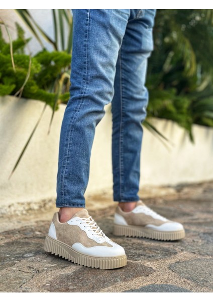 ET0802 Krem Süet Yüksek Taban Erkek Günlük Ayakkabı modelleri