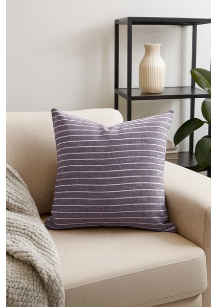 Duck Çizgili Kırlent Kılıfı Lila 40X40