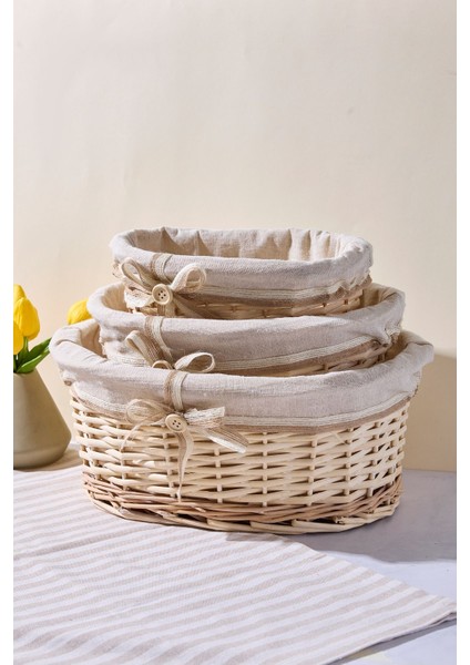 Salice Hasır 3 Lü Sepet Organizer Havluluk Düzenleyici