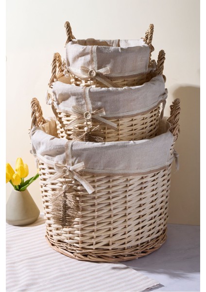 Salice Hasır 3 Lü Kulplu Sepet Organizer Düzenleyici