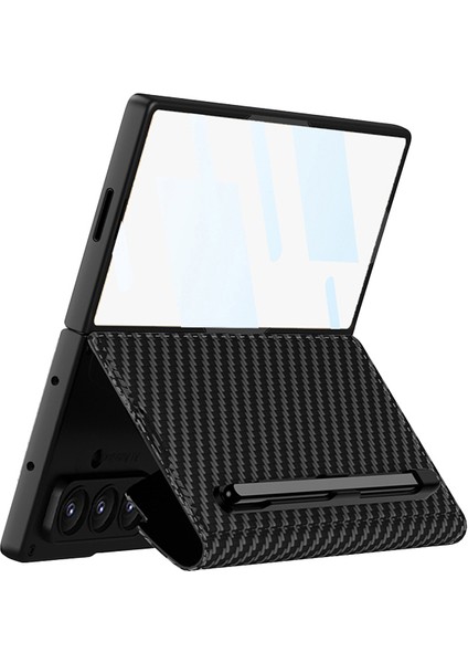 Samsung Galaxy Z Fold 7 Uyumlu Kamera Korumalı Carbon Tasarımlı Kıpta Kalemlikli Kapak Kılıf fiyatları