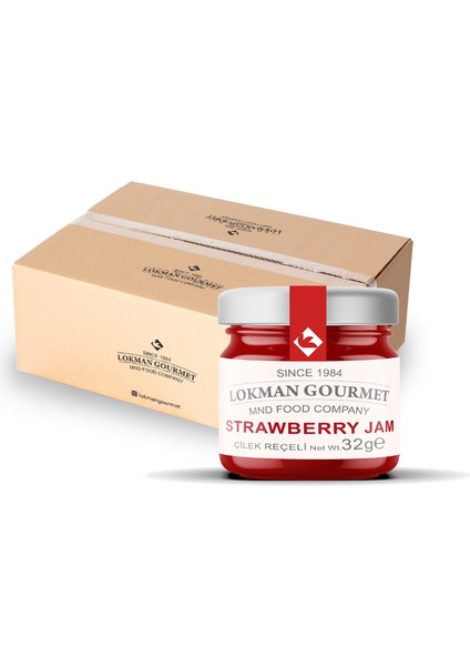 Gourmet Organik Çilek Reçeli Cam Kavanoz 32 gr x 50 Adet
