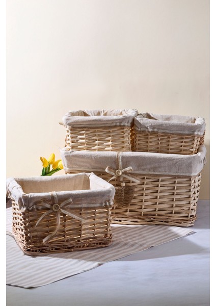 Salice Hasır 4 Lü Sepet Organizer Havluluk Düzenleyici