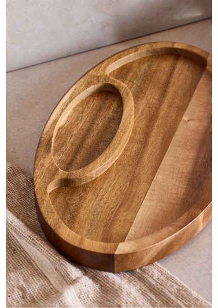 Akasya Bölmeli Oval Sunum Tabağı 25X14 cm modelleri