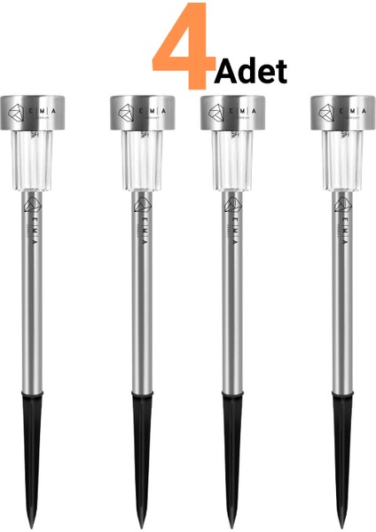 4 Adet 3W Güneş Enerjili Solar Bahçe Armatürü - Fotoselli, IP65, Dekoratif Dış Mekan Çim Lambası