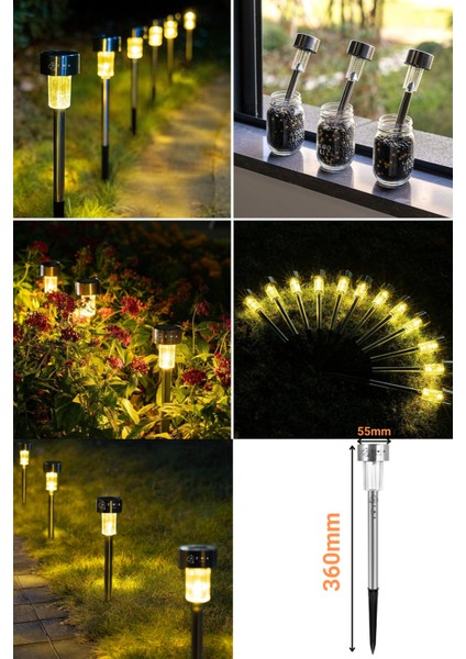 4 Adet 3W Güneş Enerjili Solar Bahçe Armatürü - Fotoselli, IP65, Dekoratif Dış Mekan Çim Lambası