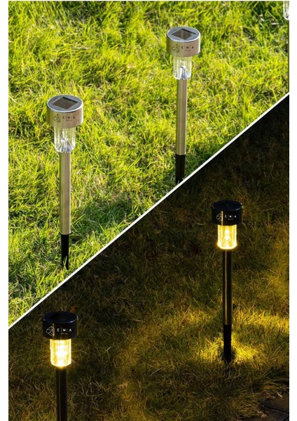 4 Adet 3W Güneş Enerjili Solar Bahçe Armatürü - Fotoselli, IP65, Dekoratif Dış Mekan Çim Lambası