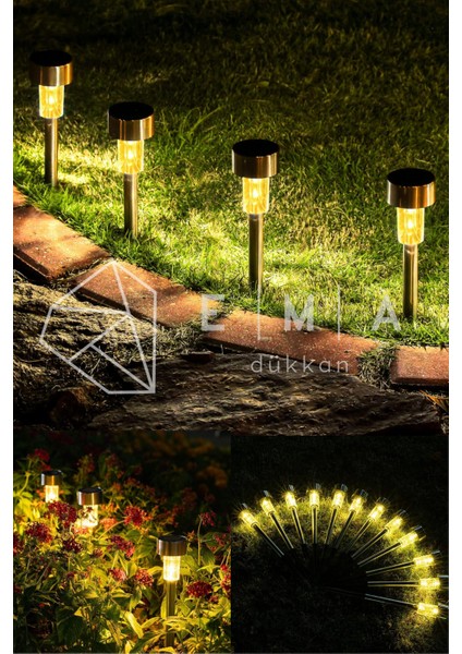 4 Adet 3W Güneş Enerjili Solar Bahçe Armatürü - Fotoselli, IP65, Dekoratif Dış Mekan Çim Lambası