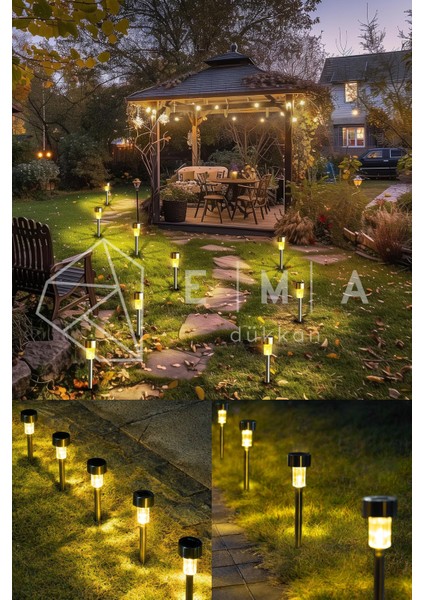 4 Adet 3W Güneş Enerjili Solar Bahçe Armatürü - Fotoselli, IP65, Dekoratif Dış Mekan Çim Lambası