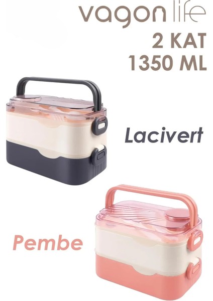 1350 ml Iki Kat Üç Bölme Paslanmaz Çelik Lunch Box Yeni Nesil Sefer Tası-Sos Kaseli Model-
