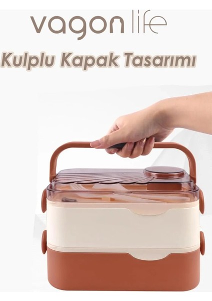 1350 ml Iki Kat Üç Bölme Paslanmaz Çelik Lunch Box Yeni Nesil Sefer Tası-Sos Kaseli Model- fiyatları