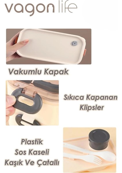 1350 ml Iki Kat Üç Bölme Paslanmaz Çelik Lunch Box Yeni Nesil Sefer Tası-Sos Kaseli Model- fırsatları