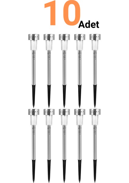 10 Adet 3W Güneş Enerjili Solar Bahçe Armatürü - Fotoselli, IP65, Dekoratif Dış Mekan Çim Lambası