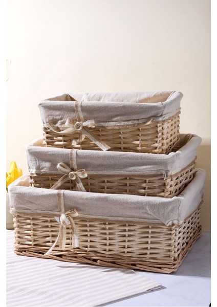 Salice Hasır 3 Lü Sepet Organizer Havluluk Düzenleyici