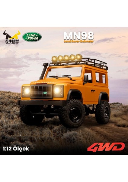 MN98 V2 1/12 Land Rover Defender D90 4WD Rc Model Crawler Offroad Uzaktan Kumandalı Araba Truck Rtr Lisanslı Sarı+Dahili Işık Seti