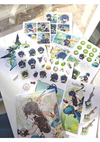 Genshin Kinich Sticker Seti (1 Paket 55 Adet Sticker)