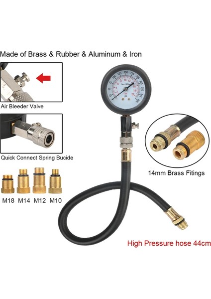 M10 M12 M14 M18 Adaptör 0-300 Psı Basınç Göstergesi Otomotiv Silindir Test Cihazı Kiti ile Benzin Motor Sıkıştırma Ölçer (Yurt Dışından) fiyatları