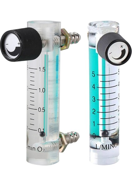 2 Pcs Oksijen Hava Gazı Için Kontrol Valflı Oksijen Akış Ölçer Flowmeteter, 0.1-1.5lpm 1.5l ve 0.1-5lpm 1l (Yurt Dışından)