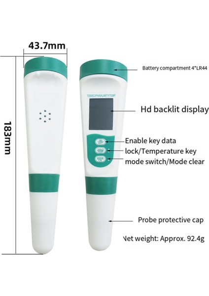 5 In 1 Tds Metre Ph Test Cihazı Ph/tds/ec/tuz/temp Test Merkezi IP65 Su Geçirmez Ppm Metre Içme Suyu Için Su Test Cihazı (Yurt Dışından) fiyatları