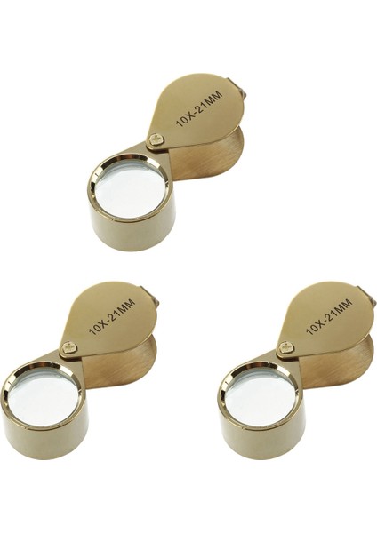 3pcs 10X Büyüteç Büyüteç Cam Kuyumcular Göz Katlanabilir Takı Döngü Loupe (Altın) (Yurt Dışından)