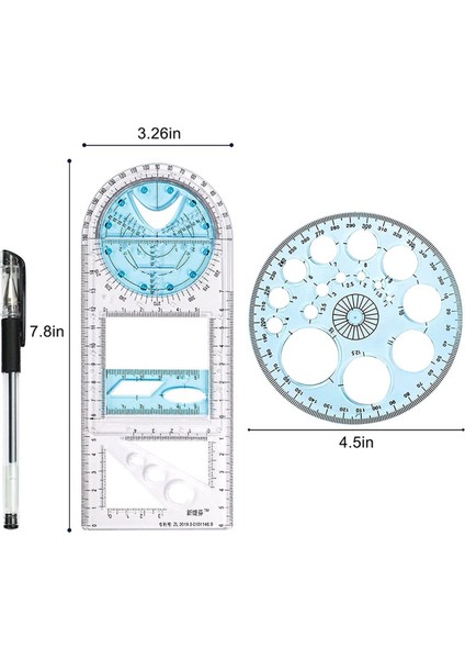8 Pcs Çok Fonksiyonlu Geometrik Cetvel Plastik Çember Çizim Aracı Çizim Şablonları Açık Grafik Tasarım Araçları (Yurt Dışından) fiyatları