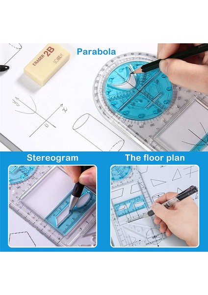 8 Pcs Çok Fonksiyonlu Geometrik Cetvel Plastik Çember Çizim Aracı Çizim Şablonları Açık Grafik Tasarım Araçları (Yurt Dışından) modelleri