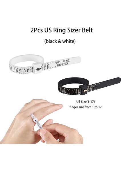 2x Halka Boyutu Ölçüm Aracı Seti, Yüzük Mandrel Ring Sizer Gauge, Yüzük Boyutlandırma Çubuğu ve Halka Göstergesi (Yurt Dışından) fiyatları