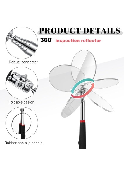 6pcs LED Teleskopu Denetim Aynası, Geri Çekilebilir LED Mekanik Ayna Aracı, Araç Algılama Aynası Altında Geri Çekilebilir (Yurt Dışından) fiyatları